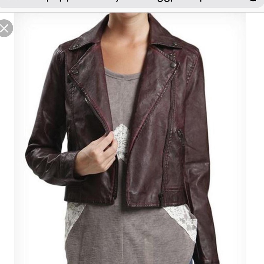 Blu Pepper Vegan Leather Moto Jacket Sz M